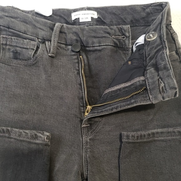 Good American Good Curve Skinny Crossover Jeans Faded Black Sz 25 NWT - Picture 5 of 9